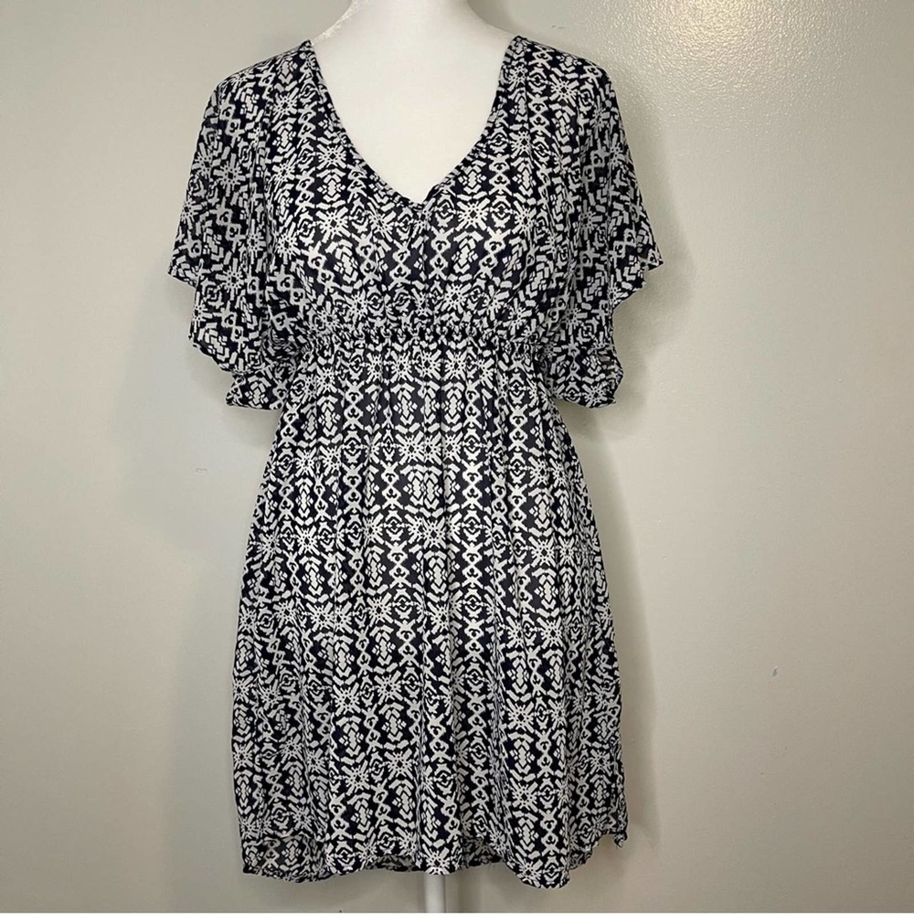 COMFY BLACK AND WHITE Empire Waist Mini DRESS S - Picture 1 of 4